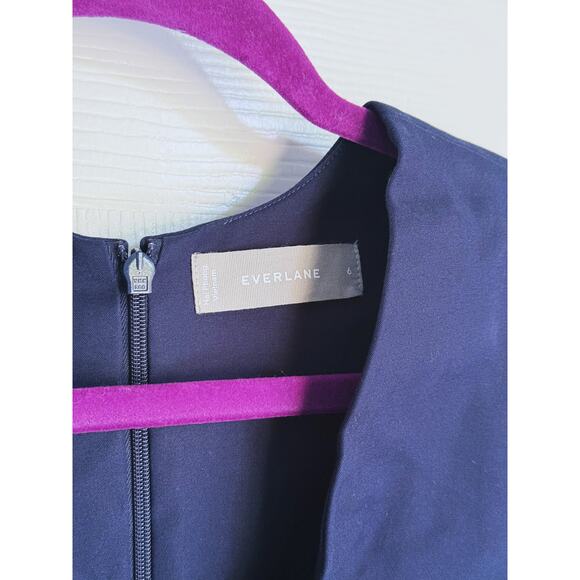 EVERLANE Structured Jumpsuit V-Neck Sleeveless 6 Navy Blue Career Academia Fall - Picture 5 of 8